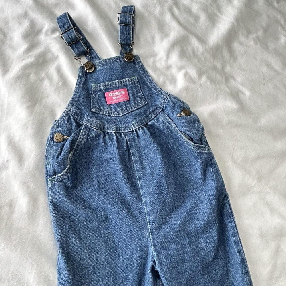 Vintage Osh Kosh B'Gosh Denim Vestbak Overall Pants Pink Label Y2K USA 90s 3T‎